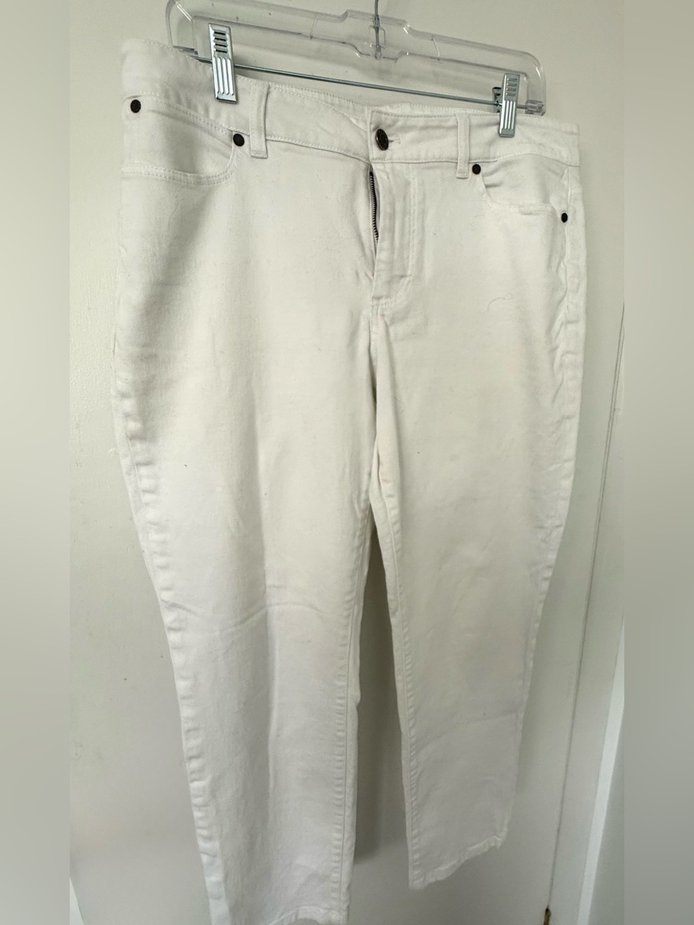 Talbots Womens Straight Crop Curvy Jeans  White 14